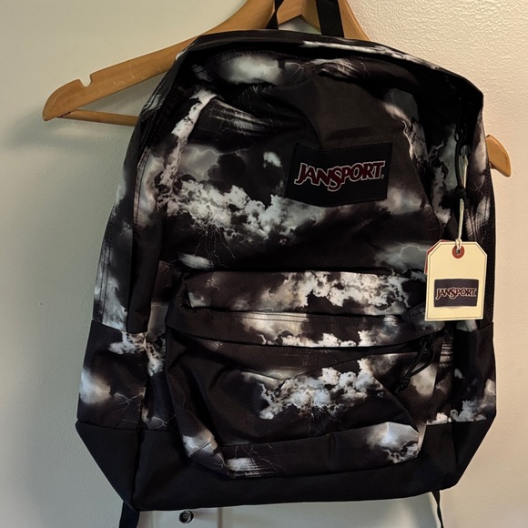 JanSport Stormy Black and White Backpack 1550 cubic inches NWT - Picture 1 of 7